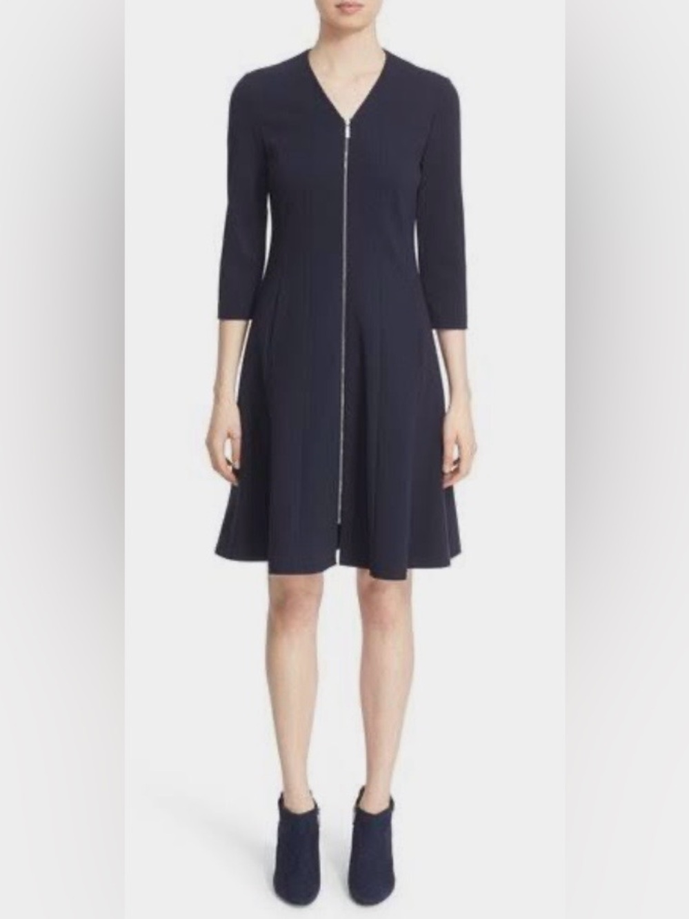 Lafayette 148 NY Women’s Black Zip-Front Fit & Flare Dress/Coat NWOT Size 12